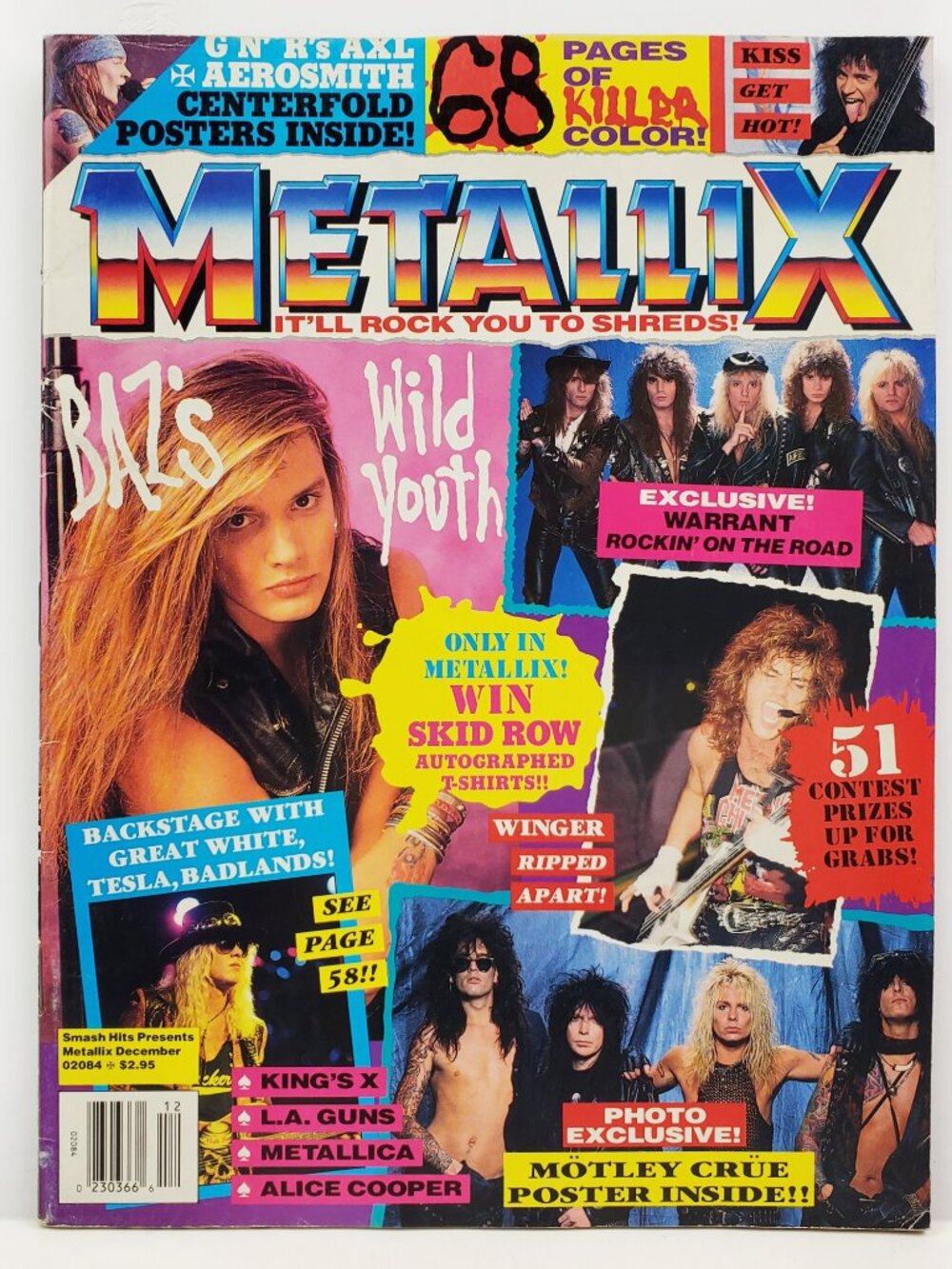 Metallix Magazine VTG 1989 Soundgarden KISS Sebastian Bach Living Colour LA Guns